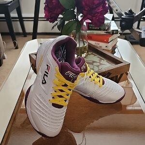 FILA Women's White and Maroon Athletic Shoes